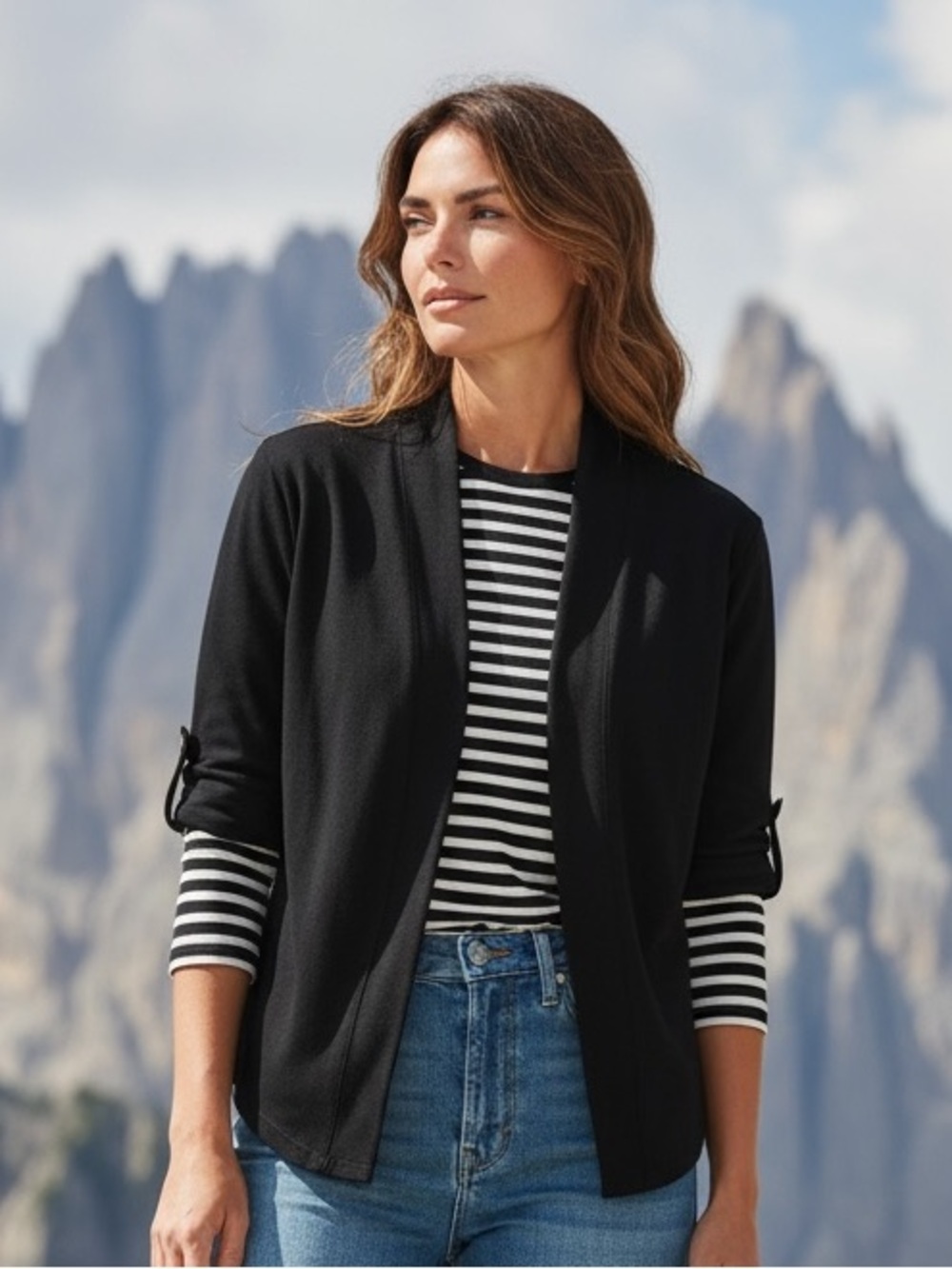 Woman’s 100% Cotton Black Cardigan Plus 3X